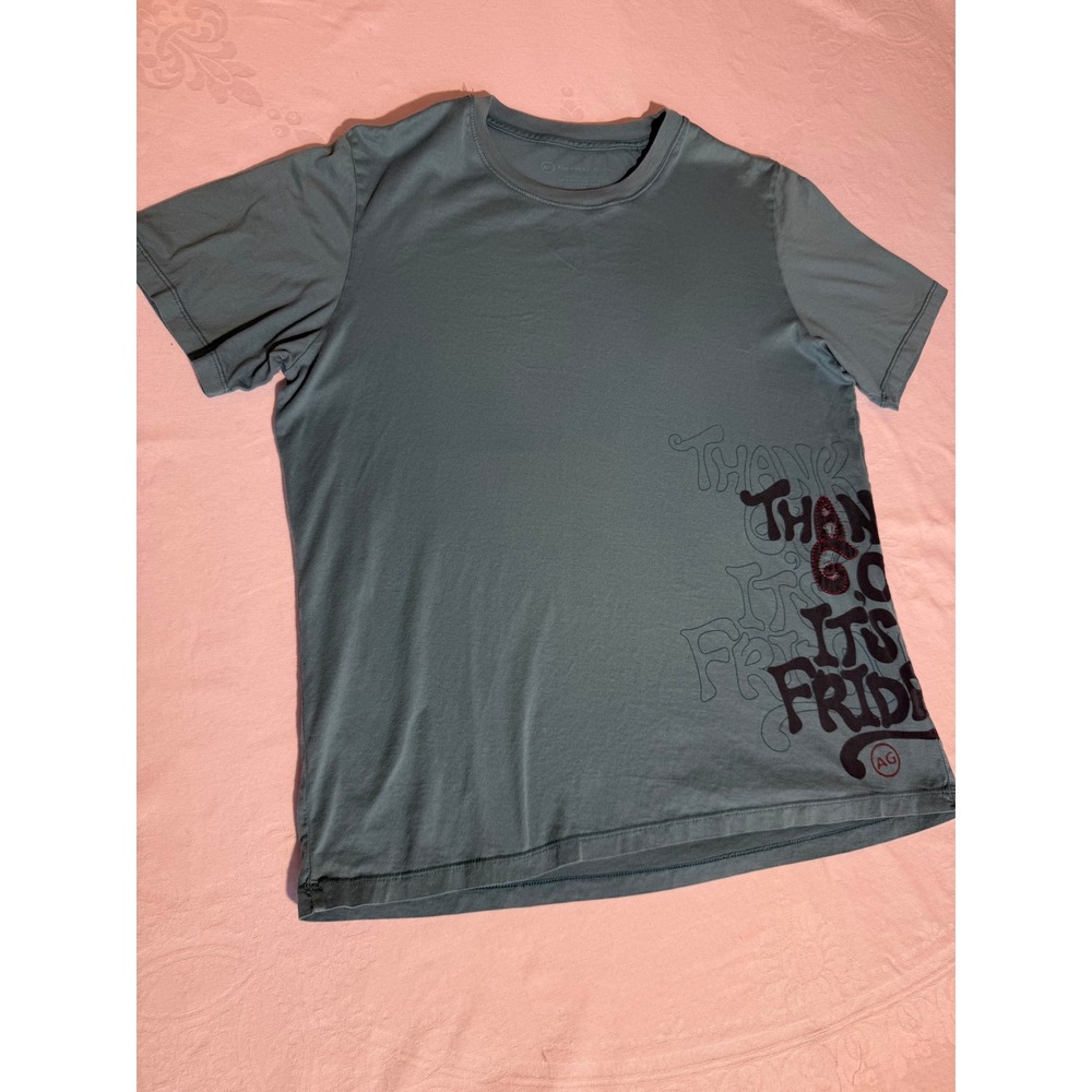 AG Adriano Goldschmied Mens Blue Thank God Its Friday Graphic T-Shirt XL